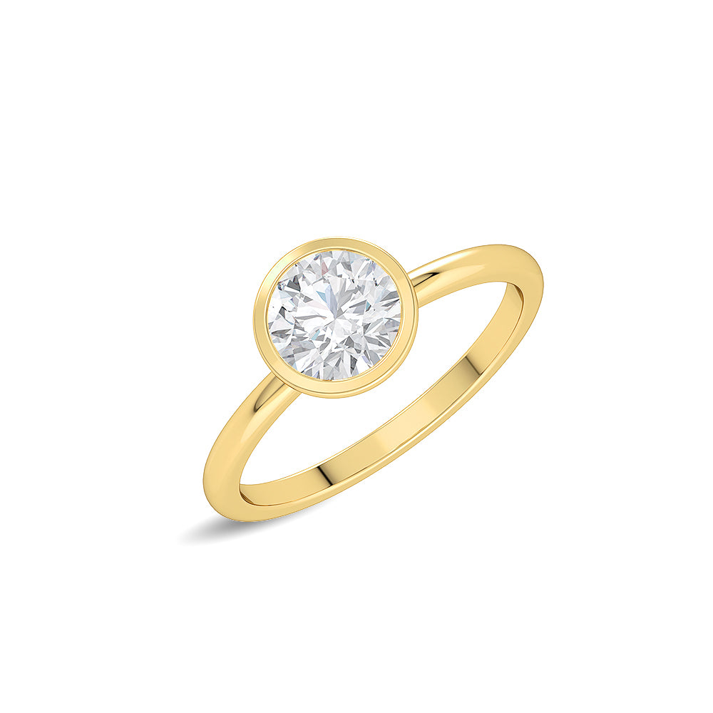 Certified 14K Gold 1ct Natural Diamond Solitaire Engagement Bezel Floating Ring