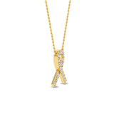 Certified 14K Gold Natural Diamond VS-SI Awareness Support Ribbon Yellow Necklace
