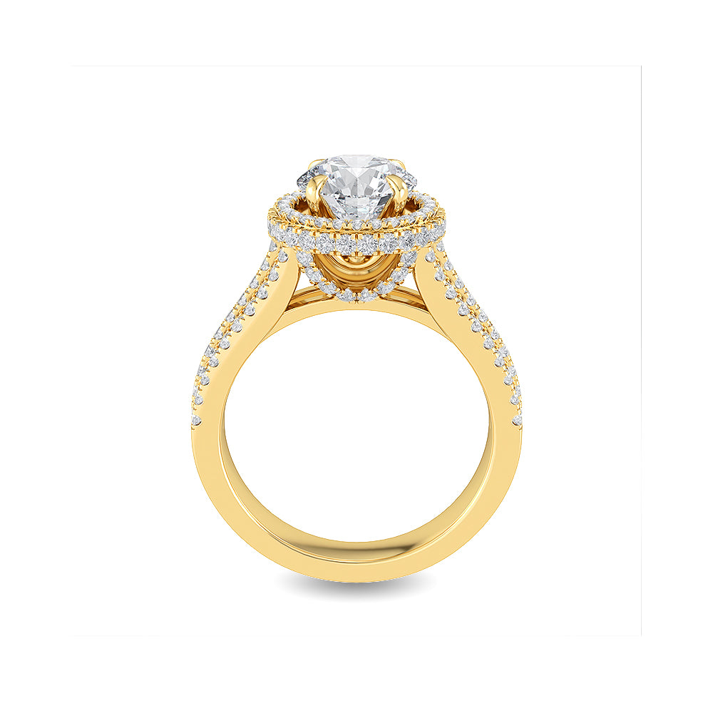 Certified 14K Gold  2.8ct Natural Diamond Double Halo Cathedral Split Shank  Ring