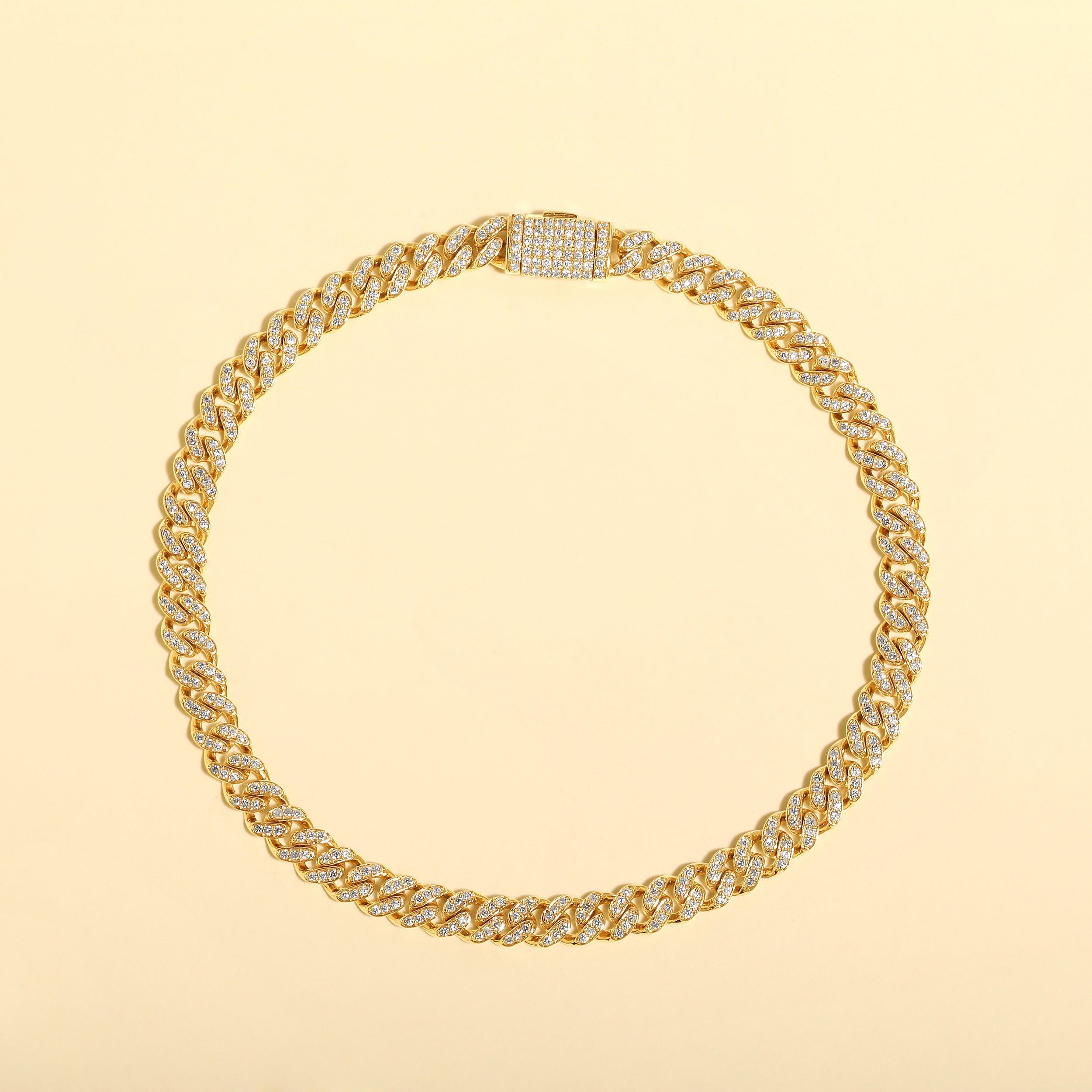 Certified 10K Gold 0.8ct Natural Diamond F-I1 4.25mm Cuban Link Chain Yellow Bracelet