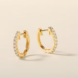 Certified 14K Gold 0.36ct Natural Diamond G-SI 15mm Small Hoop Yellow Earrings