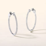 Certified 14K Gold 0.5ct Natural Diamond G-SI Oval Inside Out 26mm Hoop White Earrings