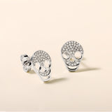 Certified 14K Gold Natural Diamond F-I1 Skull Small Charm Stud White Earrings