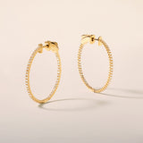 Certified 14K Gold 0.5ct Natural Diamond G-SI Round Inside Out 26mm Hoop Yellow Earrings