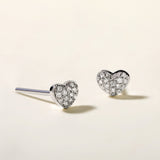 Certified 14K Gold 0.14ct Natural Diamond Small Heart Stud White Earrings