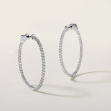 Certified 14K Gold 1ct Natural Diamond G-SI Round Inside Out 32mm Hoop White Earrings