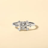 Certified 14K Gold 0.5ct Lab Created Diamond E-VVS Designer Pear Snowflake White Ring