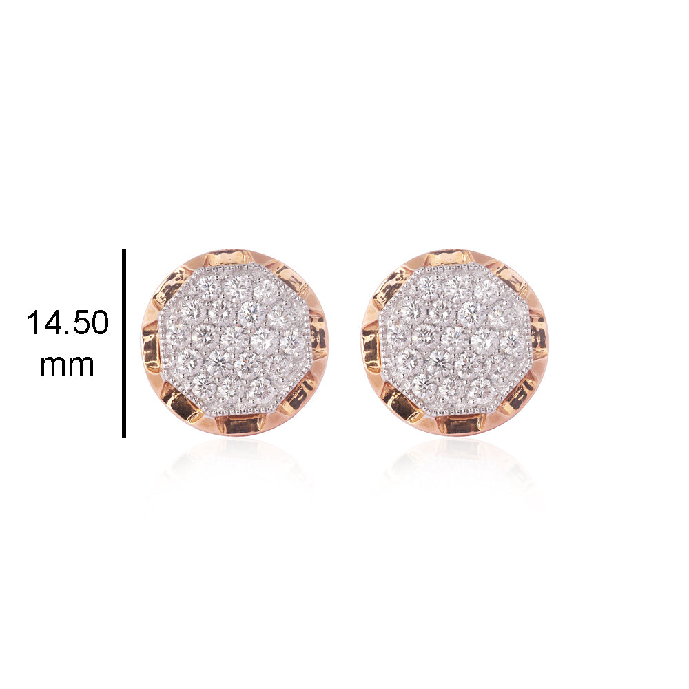 Certified 18K Gold 1.9ct Natural Diamond F-VVS Designer Large Stud Rose Earrings