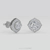 Certified 14K Gold  1.4ct Natural Diamond Halo Double Oval Cushion Stud Earrings