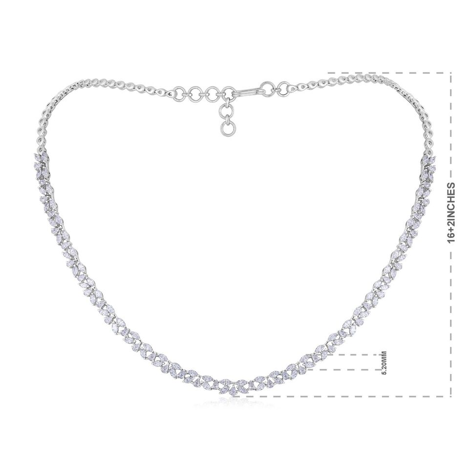 Certified 14K Gold 4.8ct Lab Created Diamond E-VVS Pear Marquise Tennis White Necklace