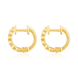 Certified 14K Gold 0.1ct Natural Diamond F-SI Bezel 11.5mm Hoop Yellow Earrings
