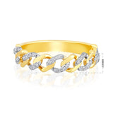 Certified 0.2ct Natural Diamond 10K Gold Designer Chain Link Band Yellow Ring