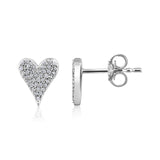 Certified 14K Gold 0.13ct Natural Diamond F-I1 Small Heart Stud White Earrings