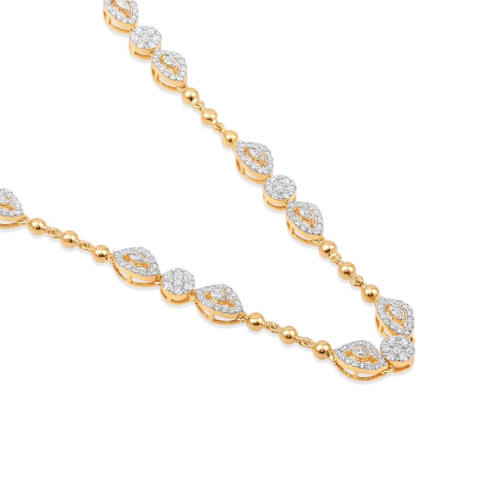 Certified 6.1ct Natural Diamond Marquise 10K Gold Queen Wedding Tennis Yellow Necklace