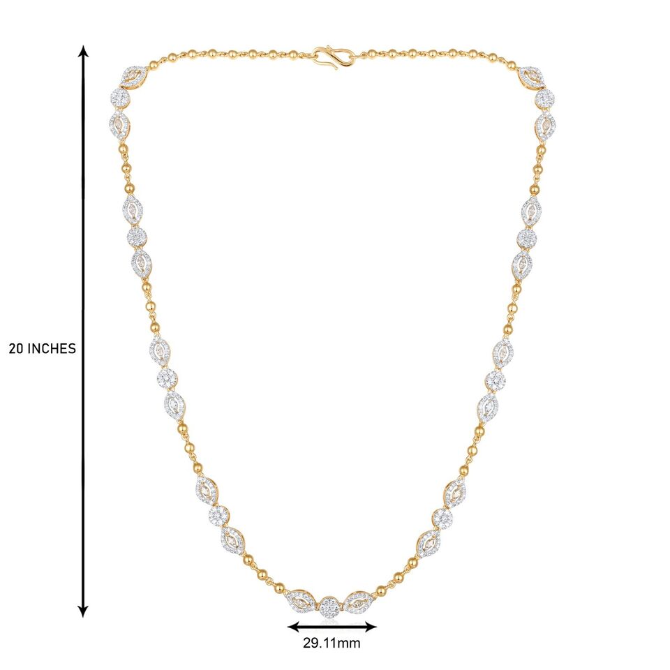 Certified 6.1ct Natural Diamond Marquise 10K Gold Queen Wedding Tennis Yellow Necklace