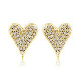 Certified 14K Gold 0.15ct Natural Diamond E-I1 Small Heart Stud Yellow Earrings