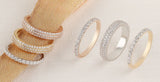 Certified 18K Gold 0.9ct Natural Diamond F-VVS Wedding Eternity Band Rose Ring